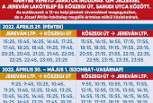 Majális menetrend